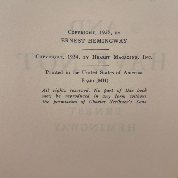 To Have And Have Not by Ernest Hemingway, Hardback Book - RARE - Picture 9 of 9